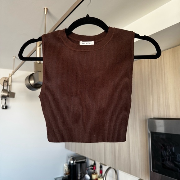 Aritzia Babaton Sculpt Knit Muscle Cropped Tank - Brown - Small - Picture 6 of 15
